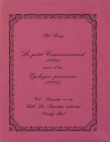 Le petit commencement (1965) suivi d'un Epilogue provisoire (1975) / Pol Bury